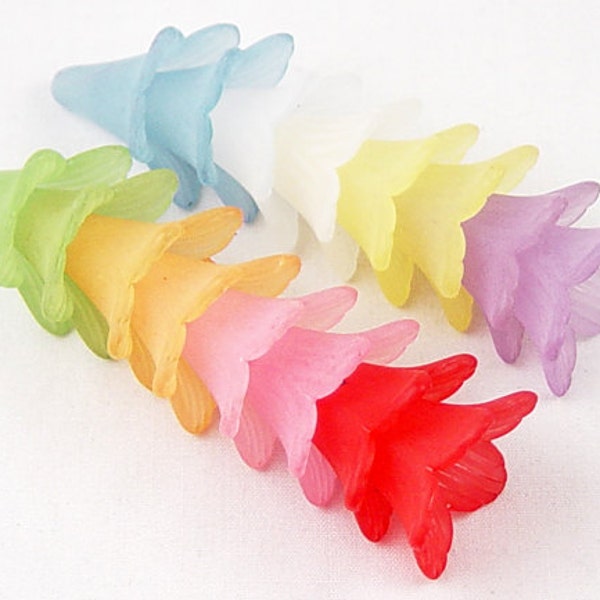 16 Acrylic Beads Trumpet Flower Frosted Morning Glory Bugle 23mm x 21mm (1018luc23m3) ... limited quantity remaining