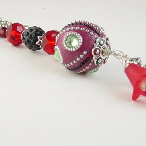 Fan Pull Light Ceiling Lamp Ball Chain Rear View Mirror Hanging Round Glass Bead Red White (Part #253-lamp)