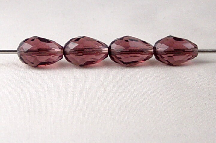 Glass Beads Teardrop 10/ct Faceted Drop Purple Amethyst 15mm x 10mm (…