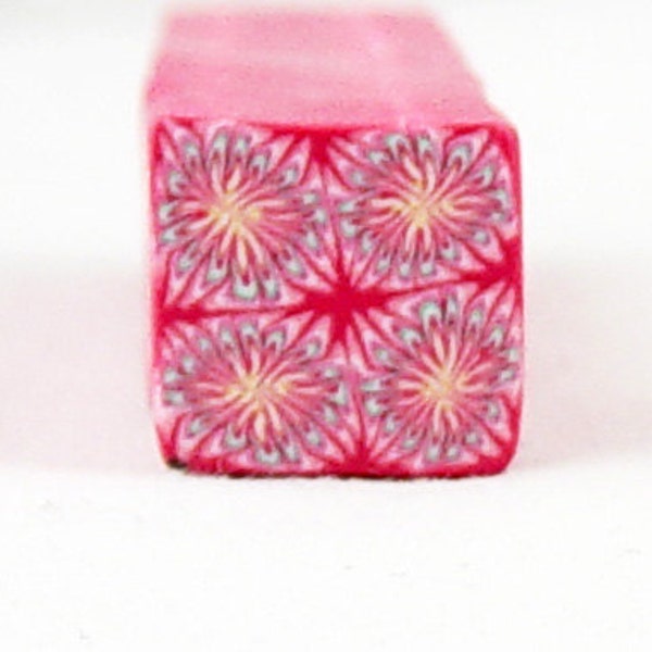 SALE... KALEIDOSCOPE Polymer Clay Cane Red Pink 144