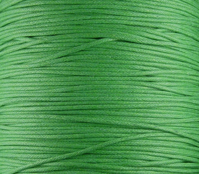 1012cor02m1-2 Cotton Wax Cord 10ct Yards Green 1.5mm thick Spool