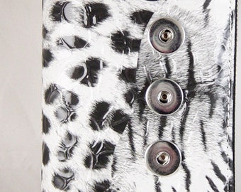 Snap Button Pouch 1/ct Clutch Purse Imitation Leather Faux Zebra Skin Pattern 19.5cm x 10.5cm (7.5x4"), 5-6mm knob (1020sbj195m1-5) 6b
