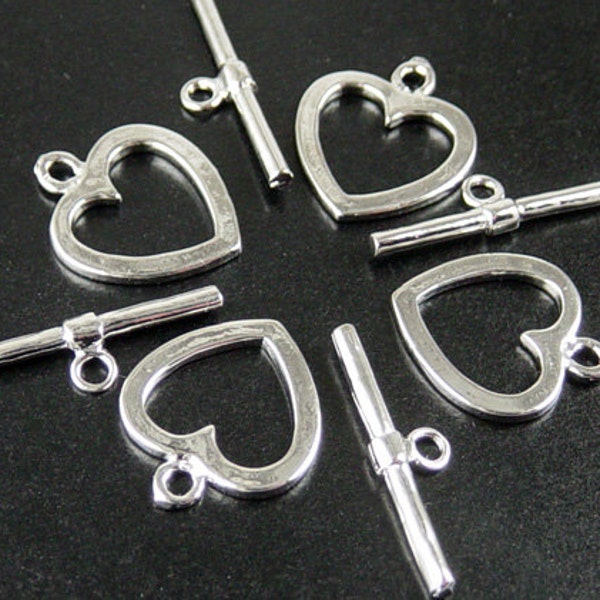 Freiraum-Toggle Clasp 4 glänzend Silber Herz 21mm viktorianischen 19mm NF (1036cla21s1) os