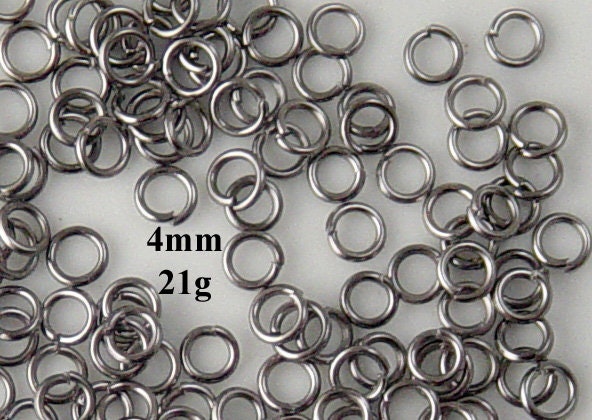 Jump Ring Gunmetal 420/ct Black Unsoldered Closed 4mm OD 21 gauge NF …