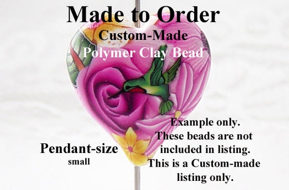 SHAPE and COLOR Choice 2105clay 1ct Extra Large Pendant bead Size Handmade Polymer Clay Bead Floral Flower