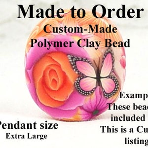 SHAPE and COLOR Choice 2105clay 1ct Extra Large Pendant bead Size Handmade Polymer Clay Bead Floral Flower