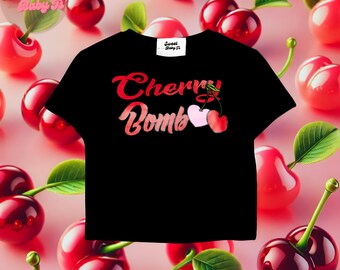Cherry Bomb Baby Tee Women - Y2k Cherry Baby Tee Shirt, Coquette Baby Tee, Women's Baby Tee, 90s Baby Tee, Cute Baby Tee, Graphic Baby Tee