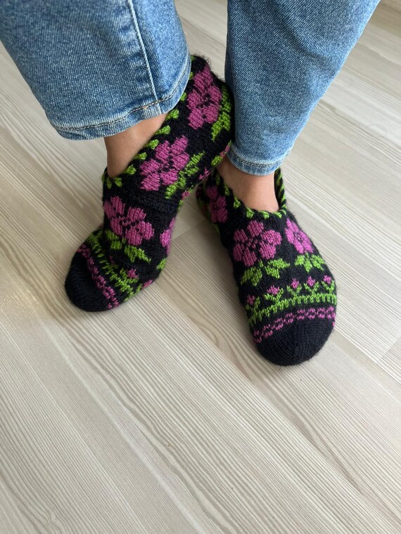 Women Slipper Socks Booties Warm Socks Sleep Socks Knitted Slippers handmade Knitted Turkish Patik Womens SLIPPER SOCKS Anatolian Motif Etsy