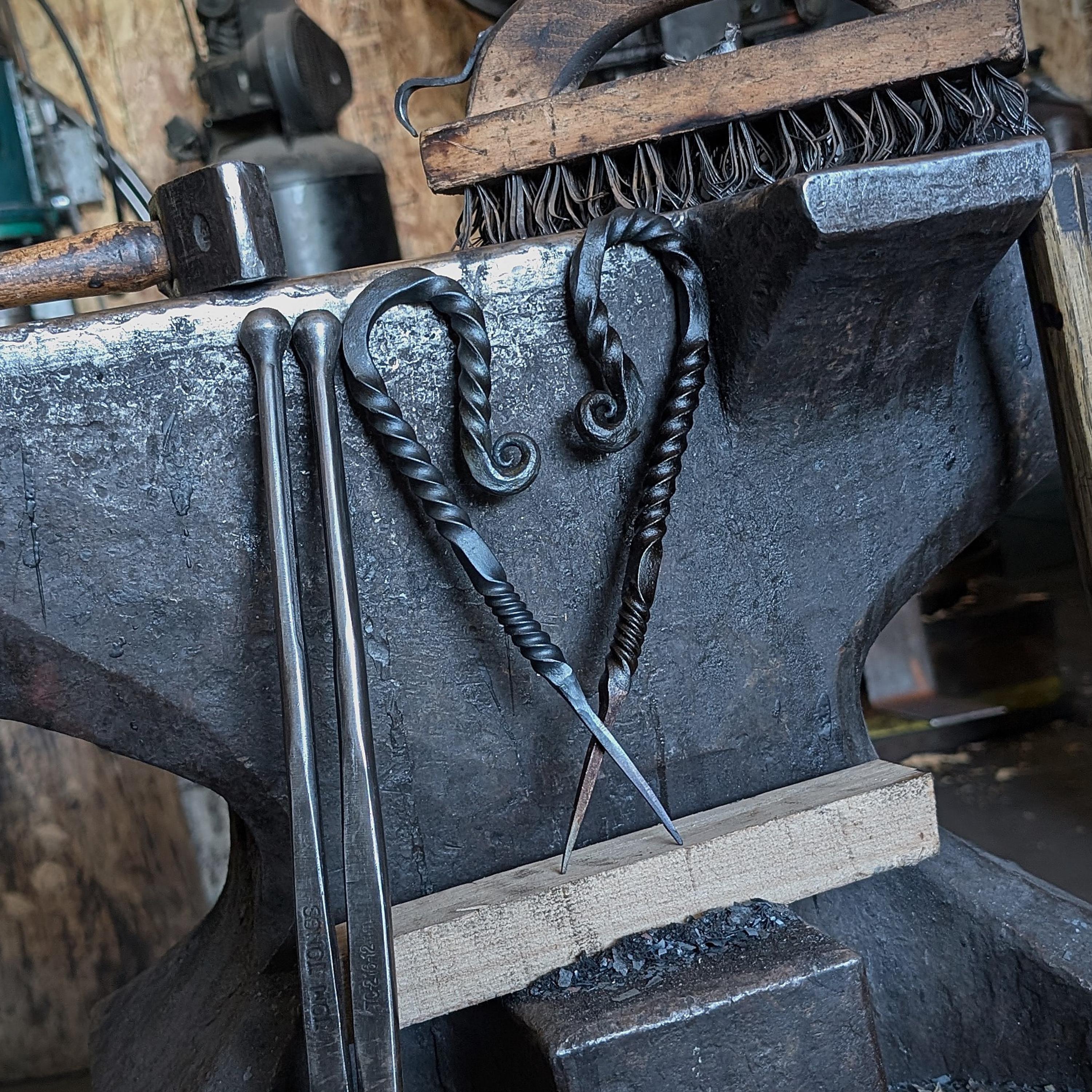 Hand Forged Steak Turner or Grilling tool. Viking Meat Hook, Eating and Cooking Utensils.