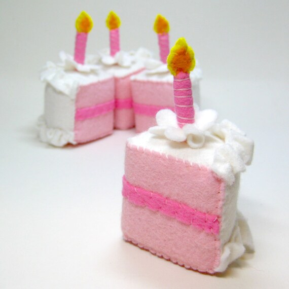 Items similar to Wool Felt Birthday Cake with Removeable Candles on Etsy