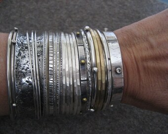 Chunky Wabi Sabi ..... Sterling Silver Bangle Bracelet