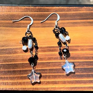 Black and White Dangle Earrings