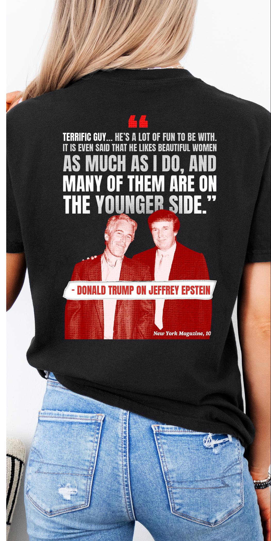 T-shirt Manches Courtes Anti-Trump Coton "Jeffrey Loves Donnie Epstein Cover Up"