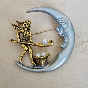 Fairy Brooch, Pixie Brooch, Fairy/Pixie/Crescent Moon Brooch, Lapel Pin, Brooch, Gift