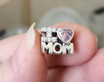 Mom Charm, I Love Mom Charm, Mother's Day, Mom, Bracelet Charrm, Gift, S925