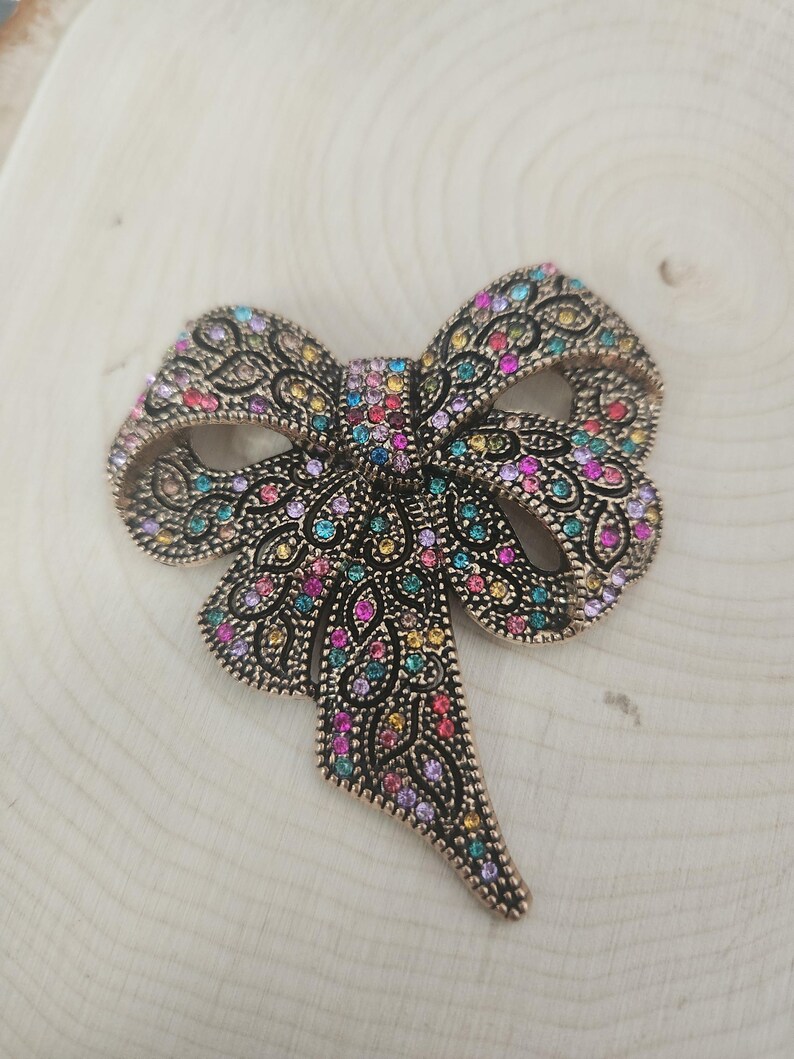 Bow Brooch, Bow Lapel Pin, Rhinestone Bow Brooch, Bow, Lapel Pins, Brooch, Gift bild 5