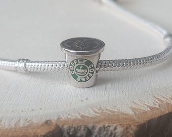 Coffee Cup Charm, Coffee Cup, Coffee Bracelet Charm, Gift, S925