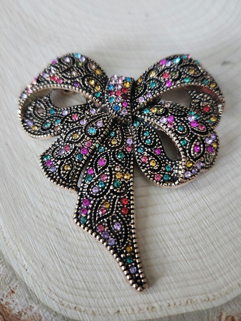 Bow Brooch, Bow Lapel Pin, Rhinestone Bow Brooch, Bow, Lapel Pins, Brooch, Gift bild 8