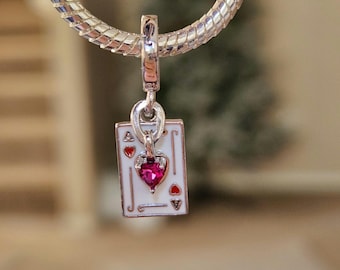 Alice In Wonderland Charm, Queen of Hearts, Playing Card Charm, Charm, Gift, S925