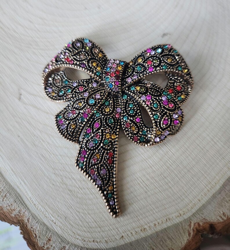 Bow Brooch, Bow Lapel Pin, Rhinestone Bow Brooch, Bow, Lapel Pins, Brooch, Gift bild 7