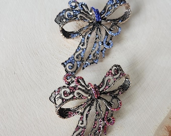 Bow Brooch, Bow Lapel Pin, Rhinestone Bow Brooch, Bow, Lapel Pins, Brooch, Gift