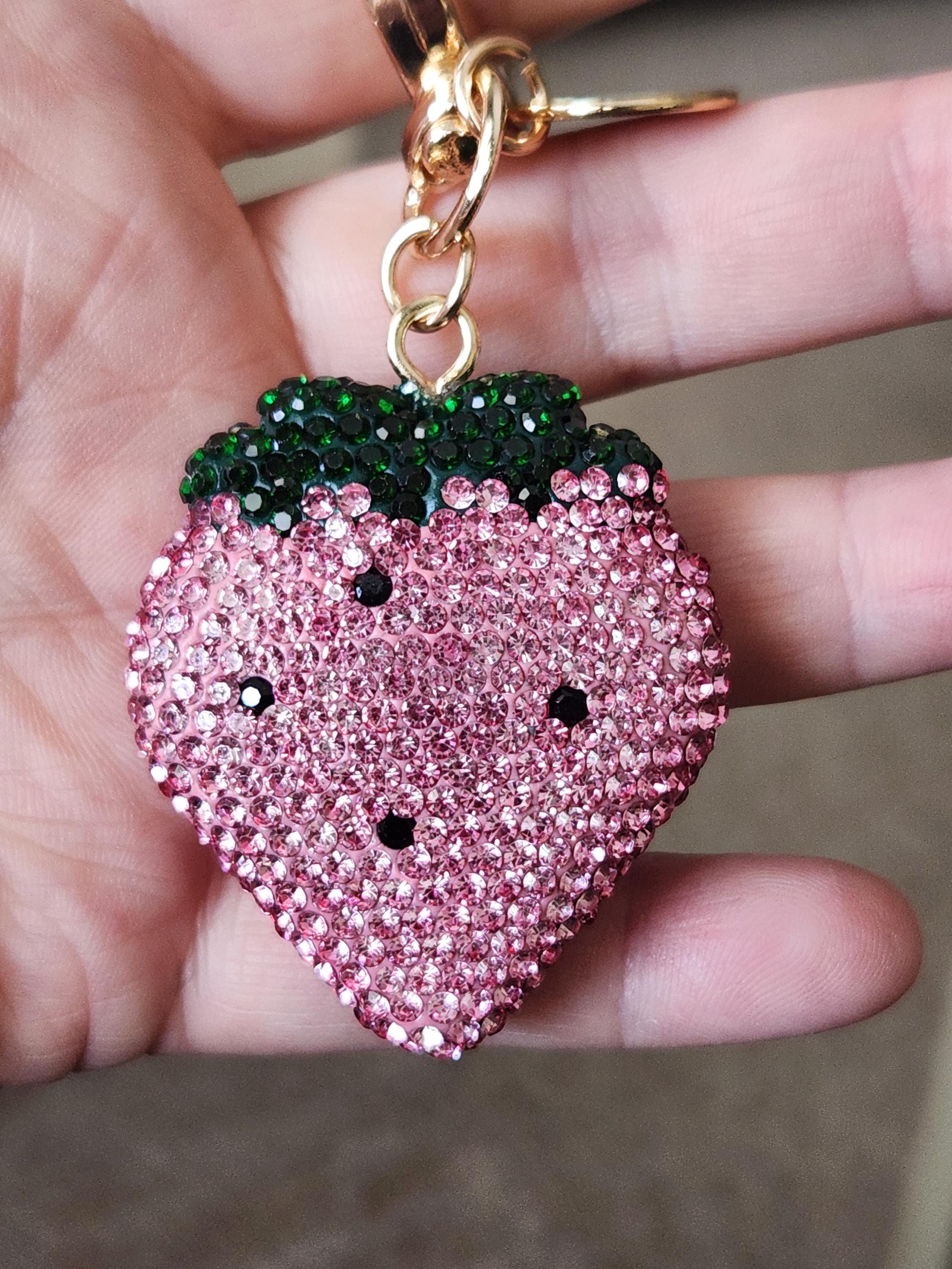 Strawberry Keychain, Rhinestone Strawberry Keychain, Backpack Clip ...