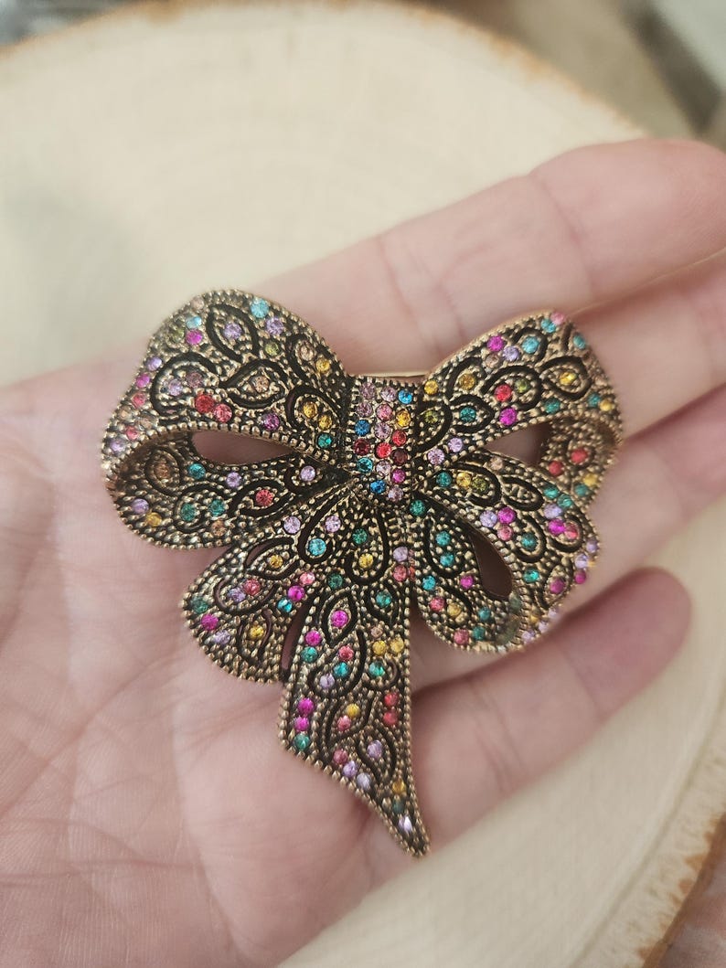 Bow Brooch, Bow Lapel Pin, Rhinestone Bow Brooch, Bow, Lapel Pins, Brooch, Gift bild 3