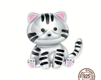 Cat Charm, Cat Bracelet Charm, Cat, Animal Charm, Gift, S925