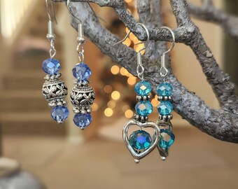 Crystal Earrings, Crystal/Silver Earrings, Dangle Earrings, Hanging Crystal Earrings, S925