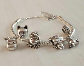 Animal Charm, Farm Animal Charm, Farm Animal Bracelet Charm, Gift, S925