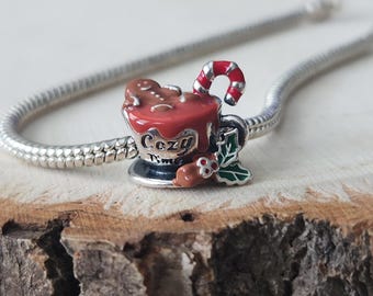 Christmas Cocoa Charm, Cozy Christmas Charm, Christmas Bracelet Charm, Christmas, Charms, Gift, S925