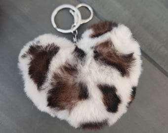 Keychain, Animal Print Heart Key chain, Backpack Clip, Purse Clip, Keychain, Accessory, Gift