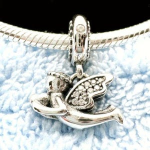 Guardian Angel Charm, Sterling Silver Charm, Angel Charm, Christmas Angel, Angel, Charm, S925