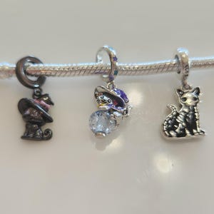Halloween Charm, Halloween Cats, Bracelet Charm, Cat, Gift, S925