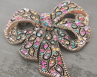 Bow Brooch, Bow Lapel Pin, Rhinestone Bow Brooch, Bow, Lapel Pins, Brooch, Gift