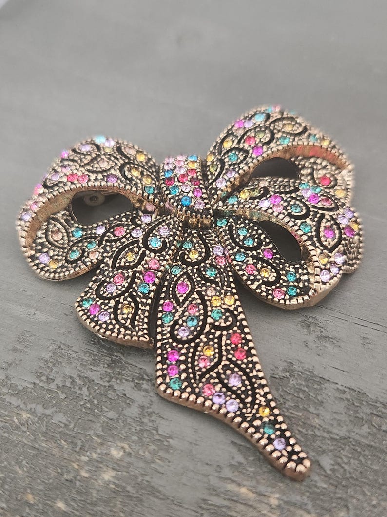 Bow Brooch, Bow Lapel Pin, Rhinestone Bow Brooch, Bow, Lapel Pins, Brooch, Gift bild 1