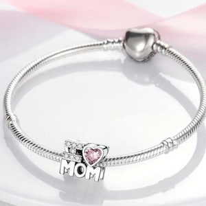 Mother&#39;s Day Charm, I Love Mom Charm, Mother&#39;s Day, Mom, Bracelet Charrm, Pandora Style, Gift, S925