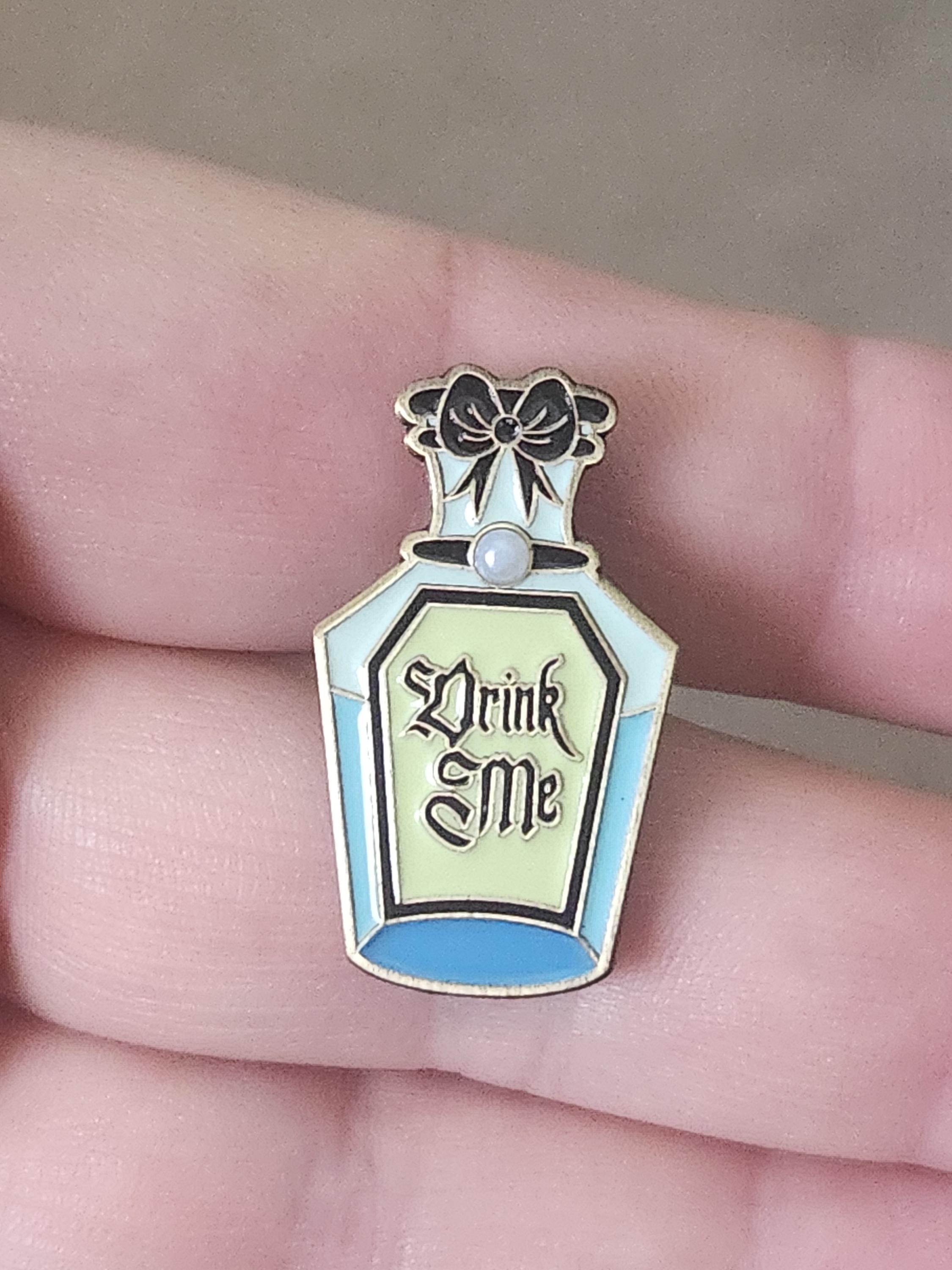 Alice in Wonderland Pins, Alice Pin, Mad Enamel Bottle, Cheshire Cat ...