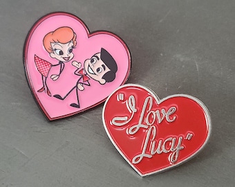 I Love Lucy Heart Brooch, Lucy & Desi Enamel Pin, Heart Lapel Pin, I Love Lucy, Gift