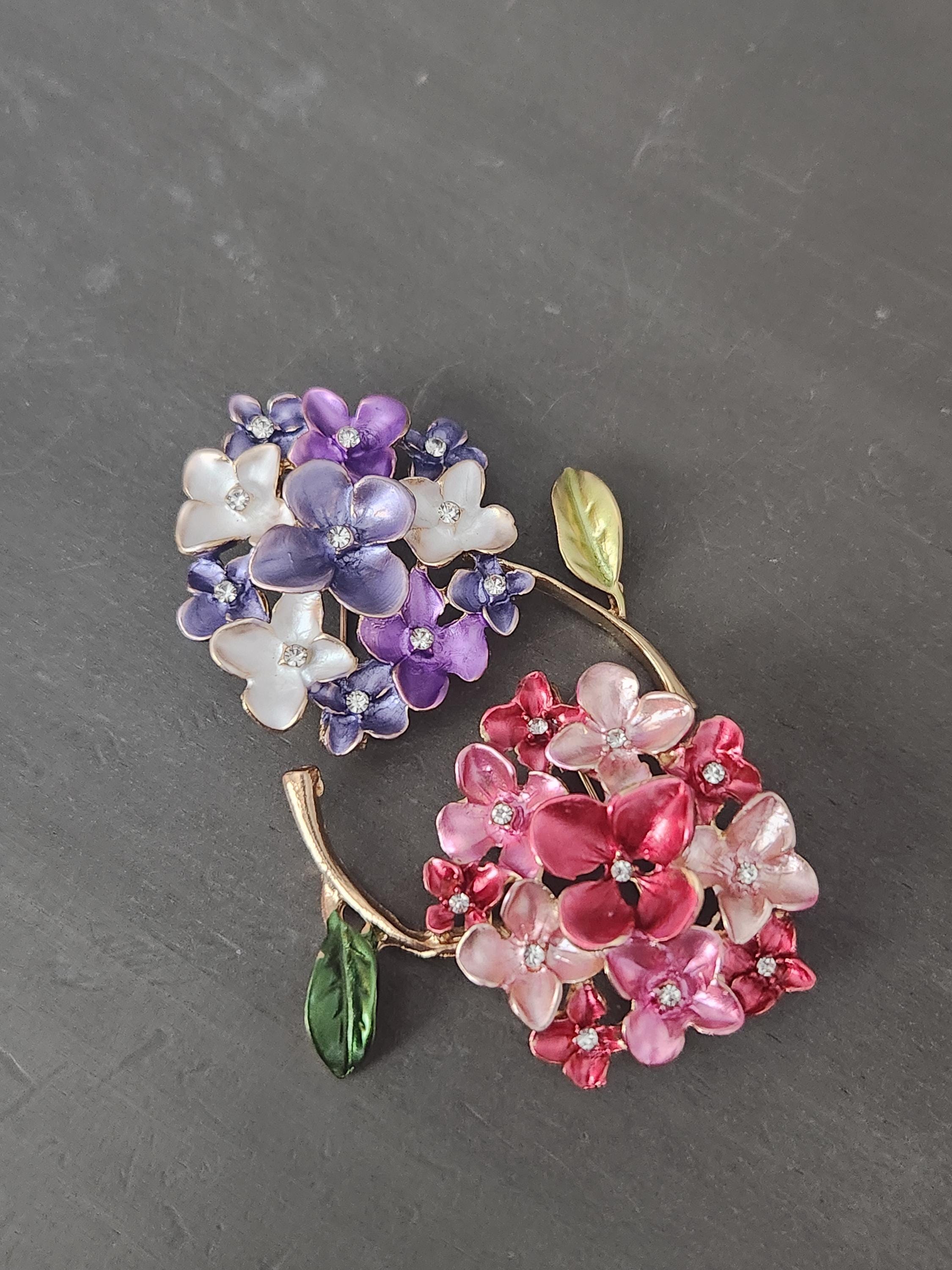 3 Peice Floral Brooch Set with Purple and Pink Flower Accents Bracelet. Floral Purple Brooch Pin, Vintage Style Jewelry Gift - Etsy main image 2