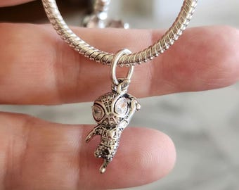 Comic Action Hero, Swinging Spider Charm, Action Hero Charm, Bracelet Charm, S925, Gift