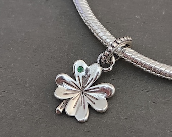 St Patrick's Day Charm, Shamrock and Clover, Lucky, Green, Charm, Gift, S925
