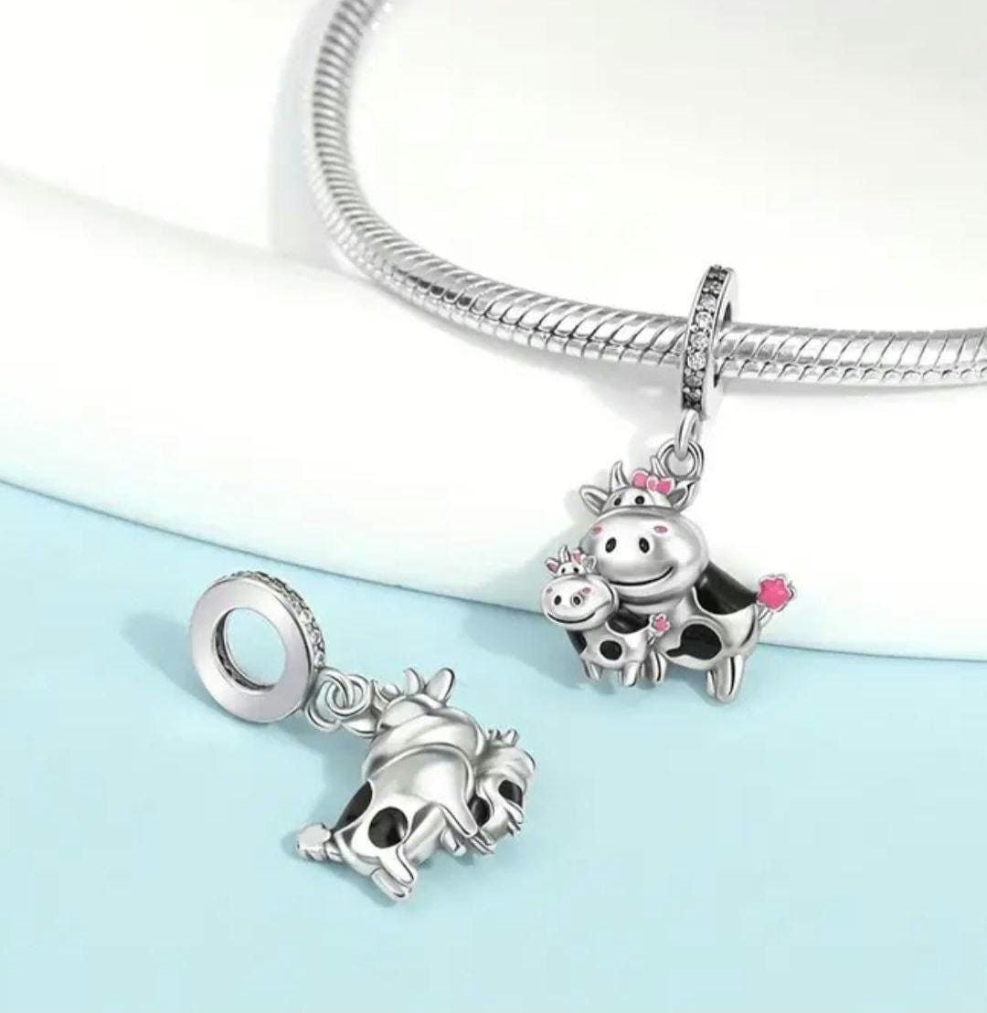 Cow Charm, Cow Bracelet Charm, Farm Animal, Gift, S925