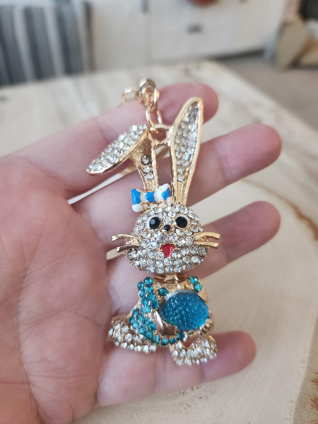 Bunny Keychain, Bunny Rabbit Key Chain, Backpack Clip, Purse Clip ...