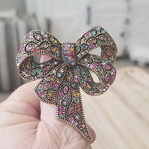 Bow Brooch, Bow Lapel Pin, Rhinestone Bow Brooch, Bow, Lapel Pins, Brooch, Gift bild 4