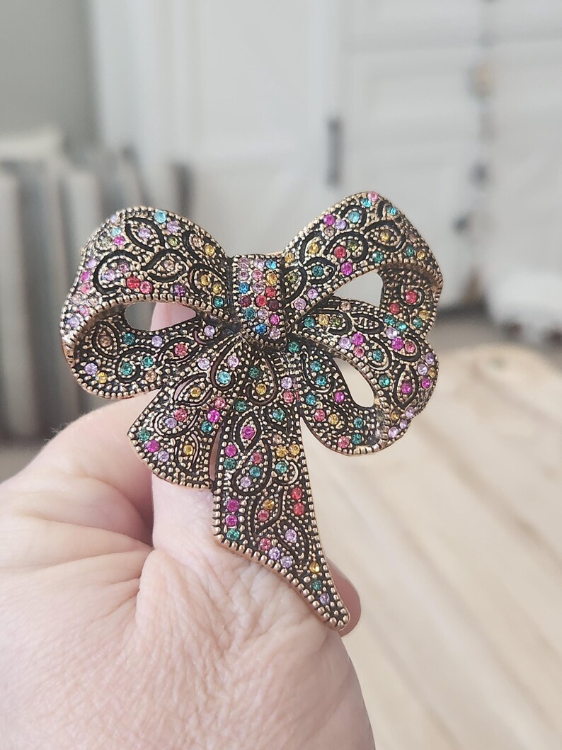 Bow Brooch, Bow Lapel Pin, Rhinestone Bow Brooch, Bow, Lapel Pins, Brooch, Gift bild 4