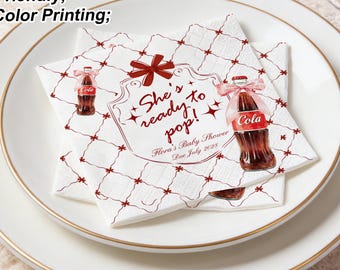 Custom Baby Shower Napkins with Name, Personalized Cocktail Napkins, Party Decor for Gender Reveal