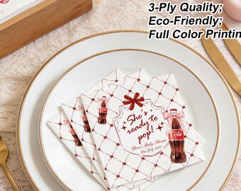 Personalized Baby Shower Napkins, Custom Cocktail Napkins, Table Decorations for Gender Reveal & Sip and See
