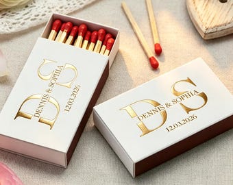 Personalized Wedding Gold Foil Matches, Bulk Custom Name Matchboxes for Bridal Shower, Bachelorette, Birthday  & Party Favors