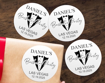 Custom Bachelor Party Favor Labels/Personalized Groom Favor Tags/Bachelor Weekend Treat Bag Stickers/Bachelor Party Club Invitation Stickers